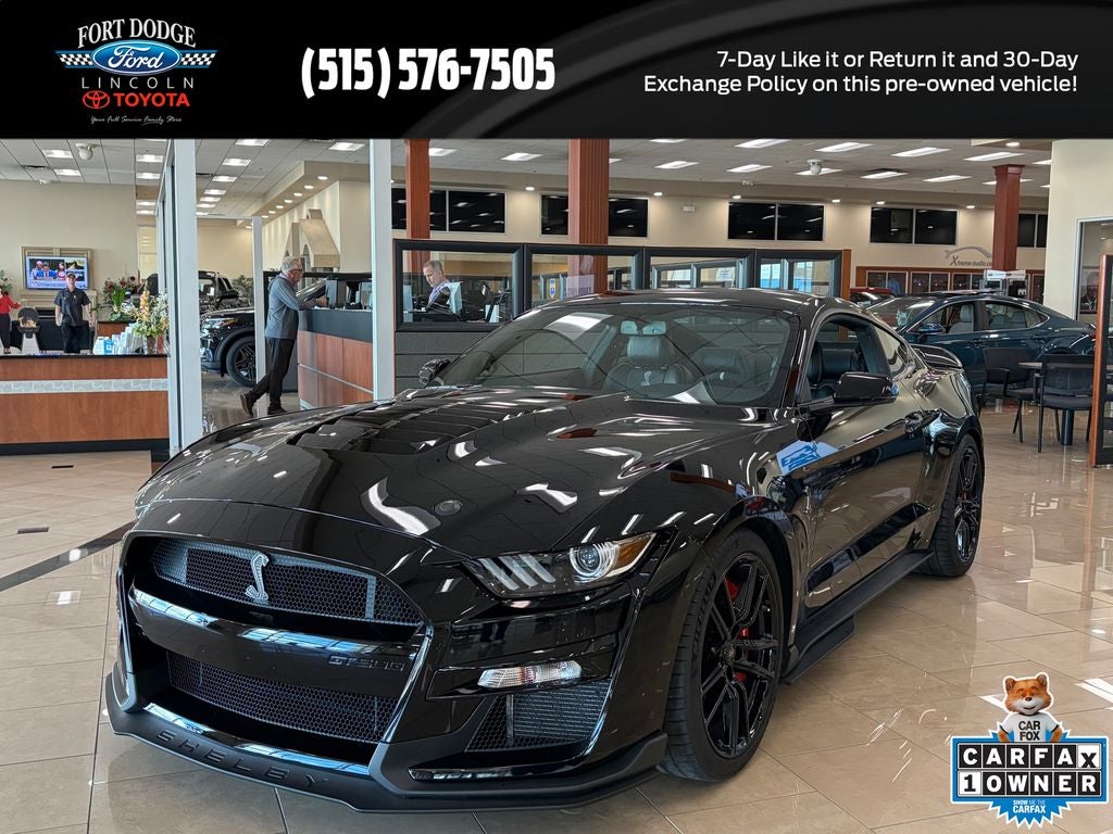 2020 Ford Mustang Shelby GT500 in Shadow Black — front three-quarter view