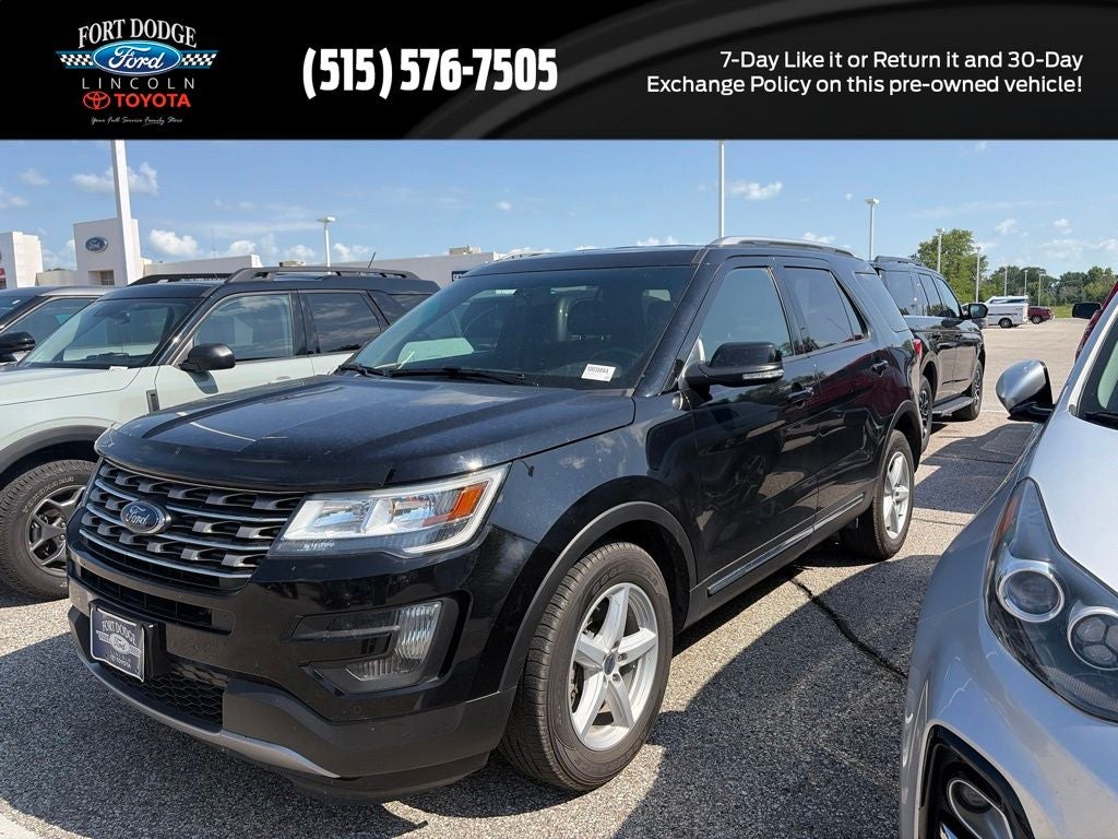 2016 Ford Explorer XLT in Shadow Black — front three-quarter view
