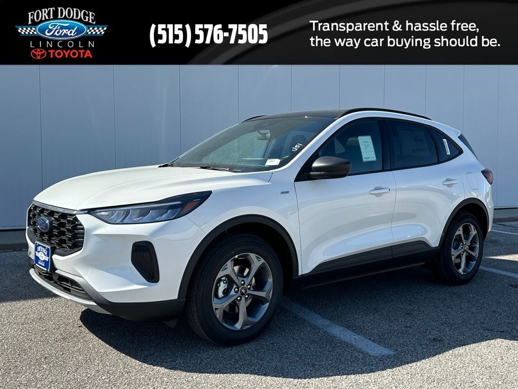 2026 Ford Escape ST-Line in Star White Metallic Tri-Coat — front three-quarter view