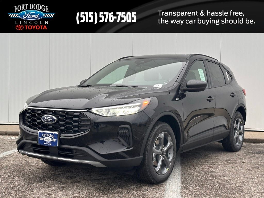 2026 Ford Escape ST-Line in Agate Black Metallic — front three-quarter view