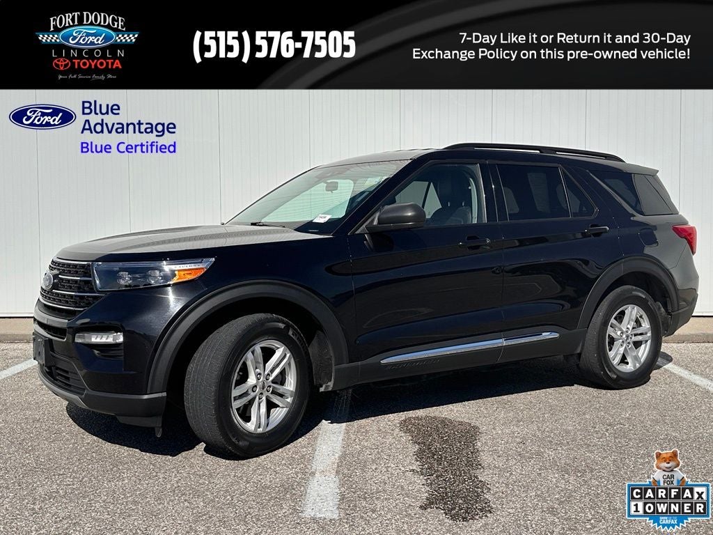 2022 Ford Explorer XLT in Agate Black Metallic — front three-quarter view