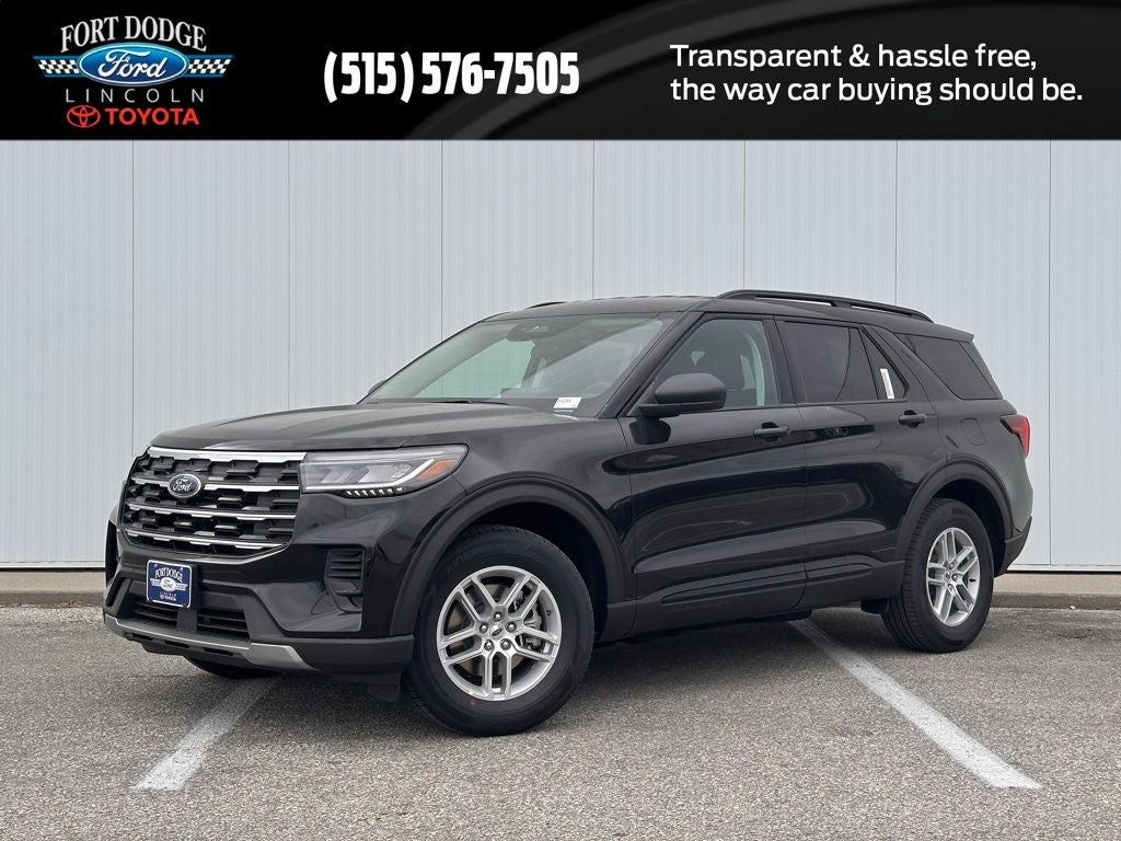 2026 Ford Explorer Active in Agate Black Metallic — front three-quarter view