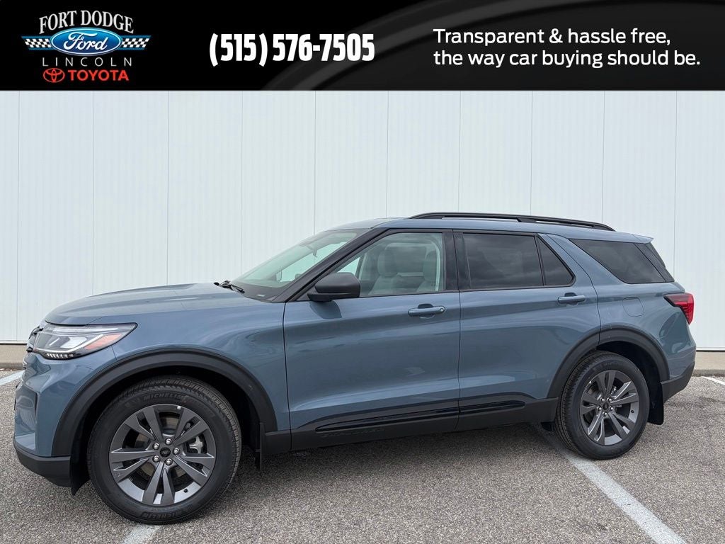 2026 Ford Explorer Active in Vapor Blue Metallic — front three-quarter view