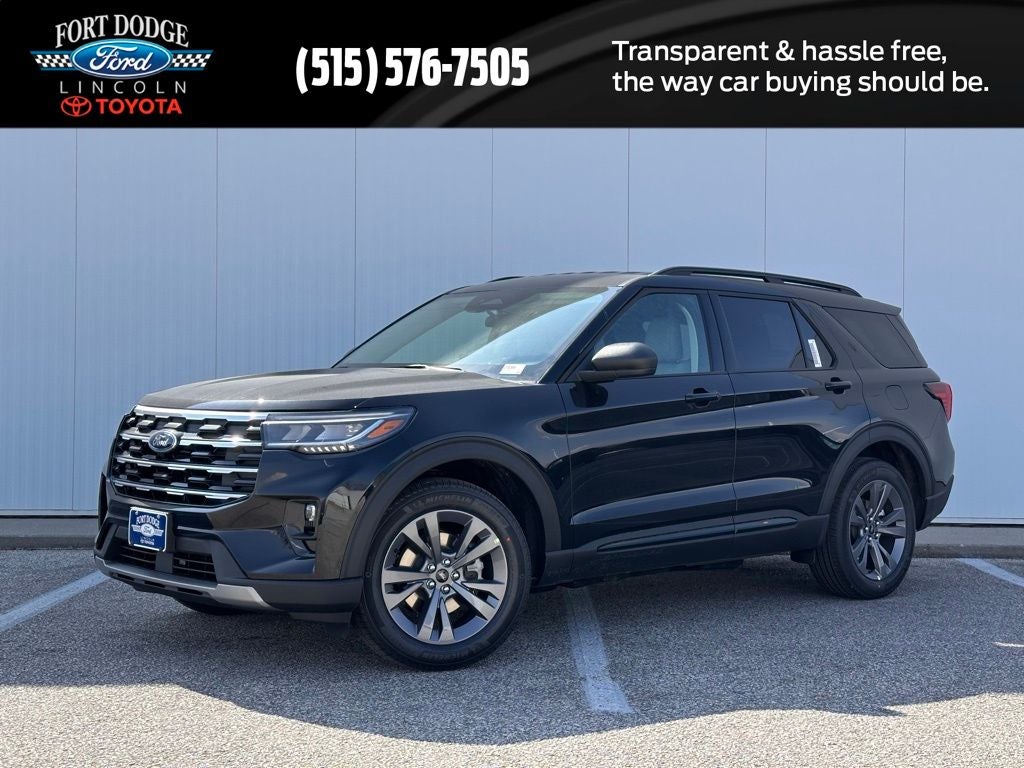 2026 Ford Explorer Active in Agate Black Metallic — front three-quarter view