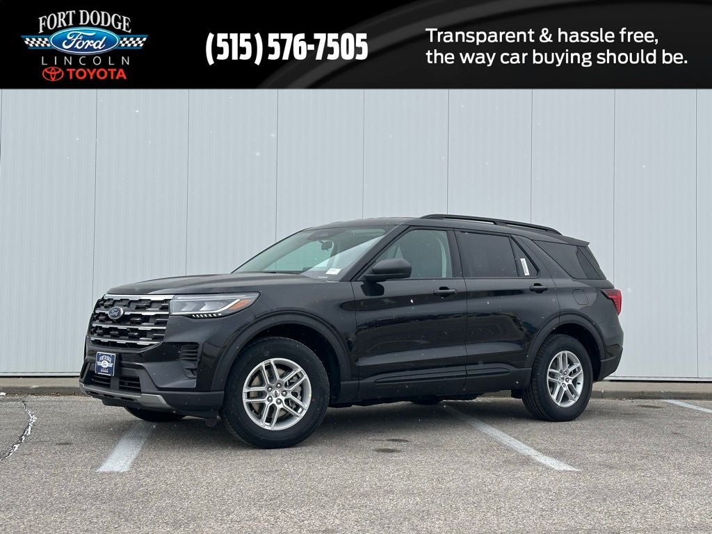 2026 Ford Explorer Active in Agate Black Metallic — front three-quarter view
