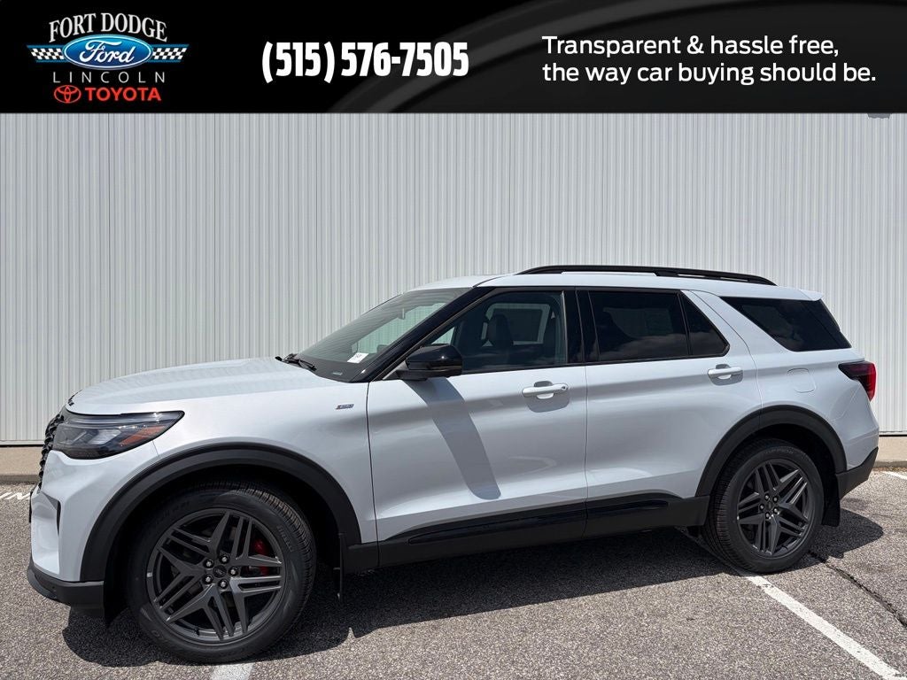 2026 Ford Explorer ST-Line in Space White Metallic — front three-quarter view