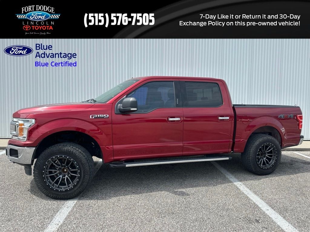 2019 Ford F-150 XLT in Ruby Red Metallic — front three-quarter view
