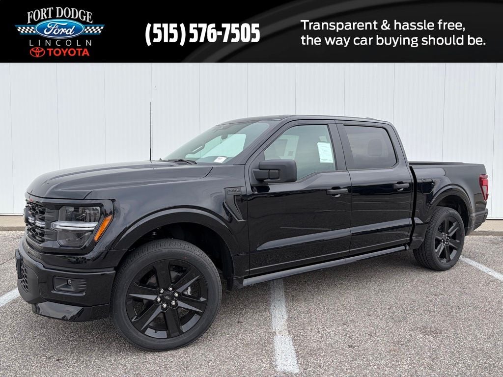 2026 Ford F-150 STX in Agate Black Metallic — front three-quarter view