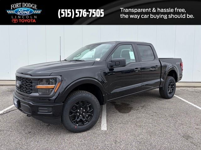 2026 Ford F-150 STX in Agate Black Metallic — front three-quarter view