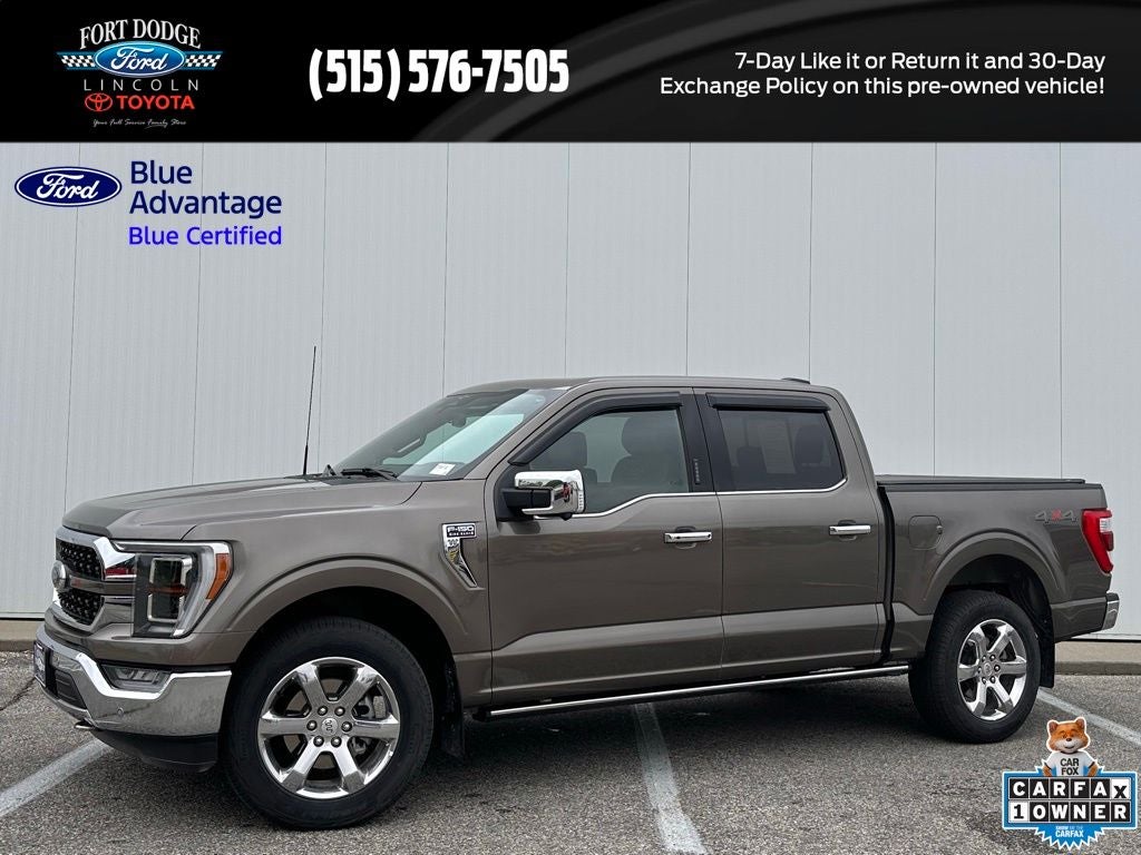 2023 Ford F-150 King Ranch in Stone Gray Metallic — front three-quarter view
