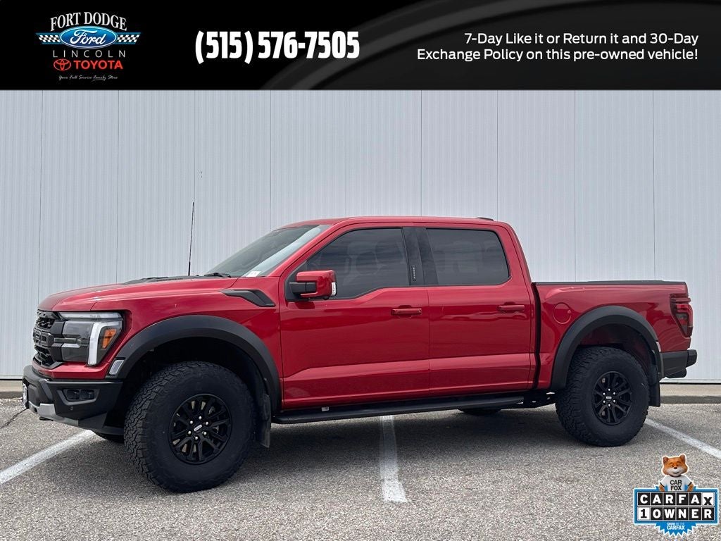2024 Ford F-150 Raptor in Red Metallic — front three-quarter view