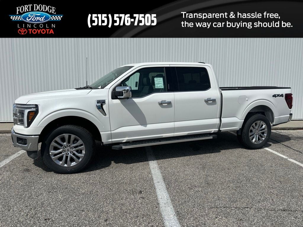 2026 Ford F-150 Lariat in Star White Metallic Tri-Coat — front three-quarter view