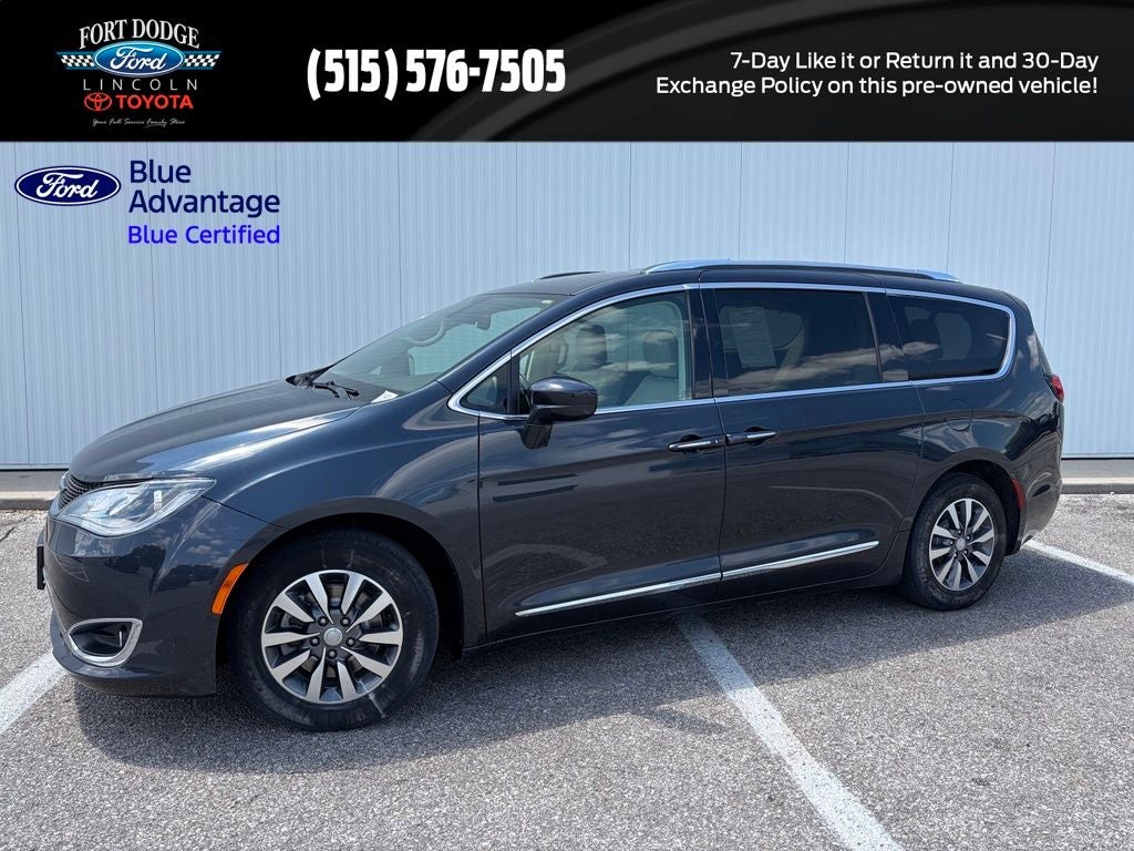 2020 Chrysler Pacifica Touring L Plus in Maximum Steel Metallic Clearcoat — front three-quarter view