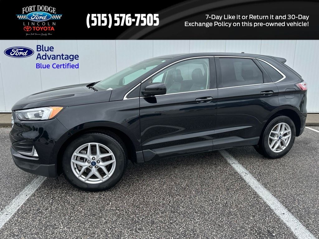 2022 Ford Edge SEL in Agate Black Metallic — front three-quarter view