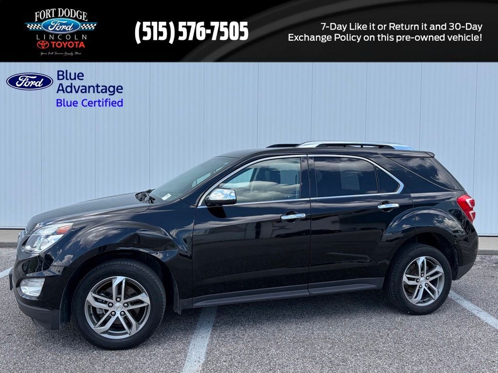 2017 Chevrolet Equinox Premier in Mosaic Black Metallic — front three-quarter view