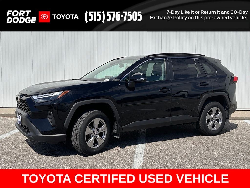 2022 Toyota RAV4 XLE in Midnight Black Metallic — front three-quarter view