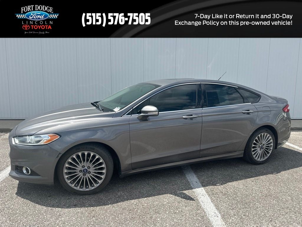 2013 Ford Fusion Titanium in Sterling Gray — front three-quarter view