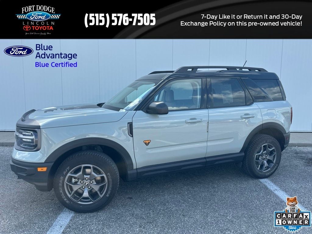 2023 Ford Bronco Sport Badlands in Cactus Gray — front three-quarter view