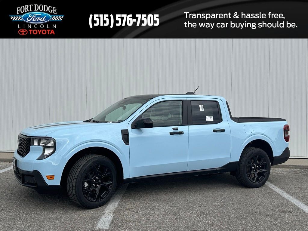 2026 Ford Maverick XLT in Light Blue — front three-quarter view