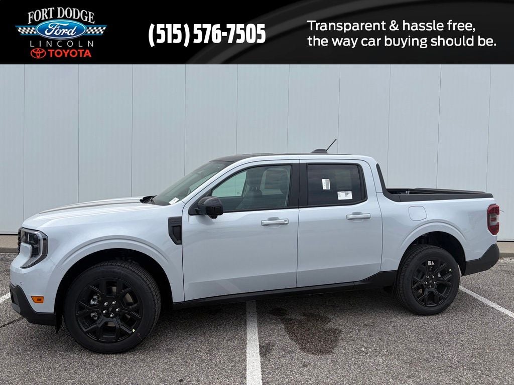 2026 Ford Maverick Lariat in Space White Metallic — front three-quarter view