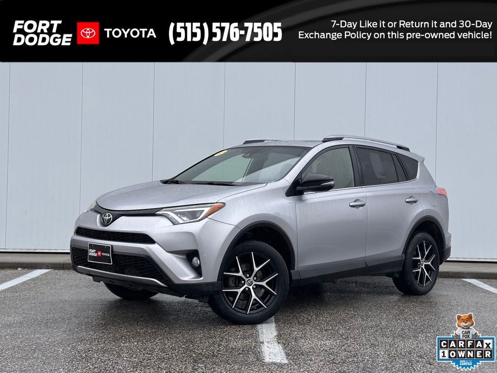 2018 Toyota RAV4 SE in Silver Sky Metallic — front three-quarter view
