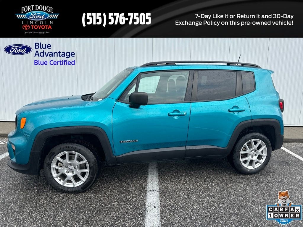 2022 Jeep Renegade Latitude in Bikini Metallic Clearcoat — front three-quarter view