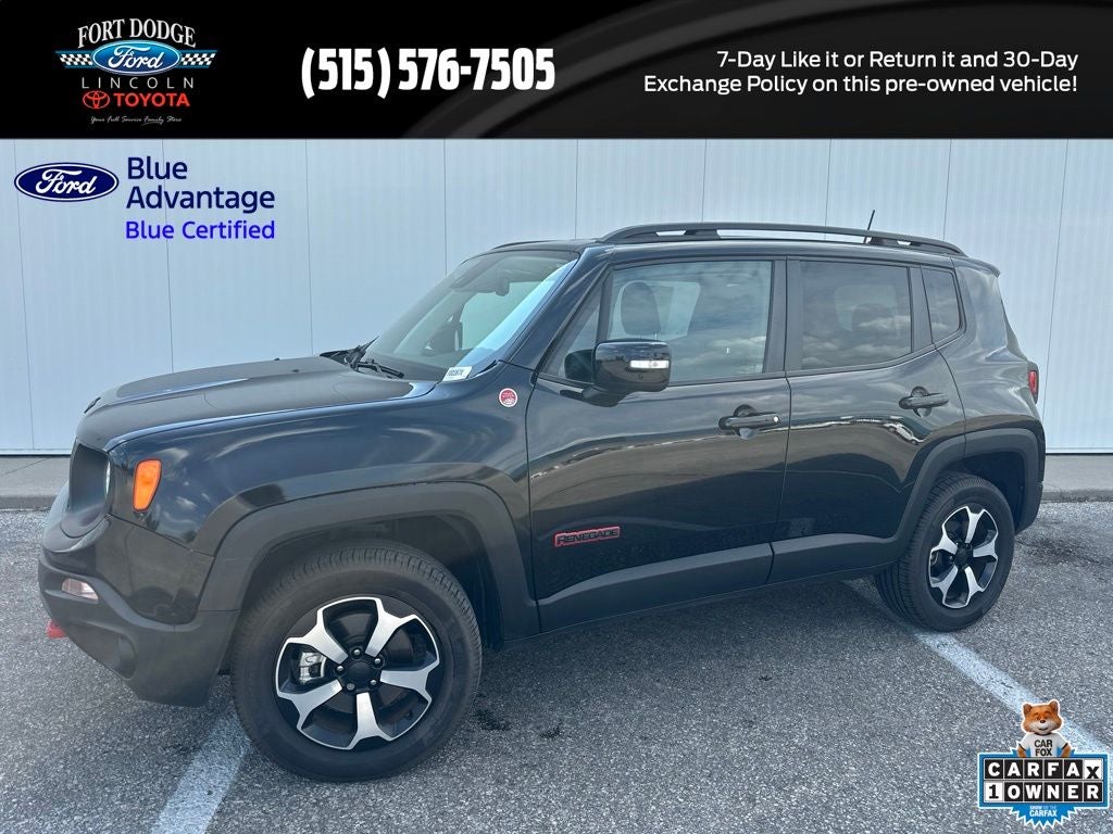 2022 Jeep Renegade Trailhawk in Black Clearcoat — front three-quarter view